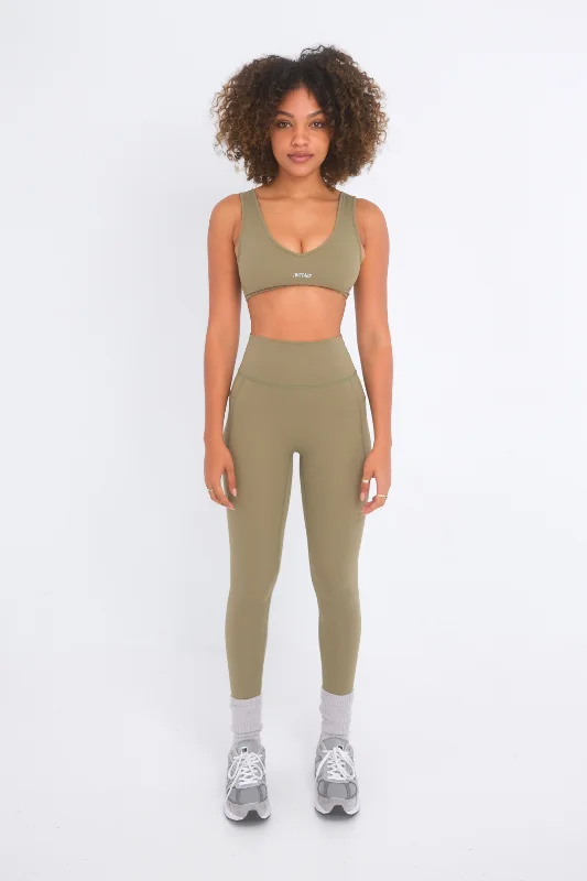 Alpine Sports Bra - Olive Women's Elegant Evening Outfit