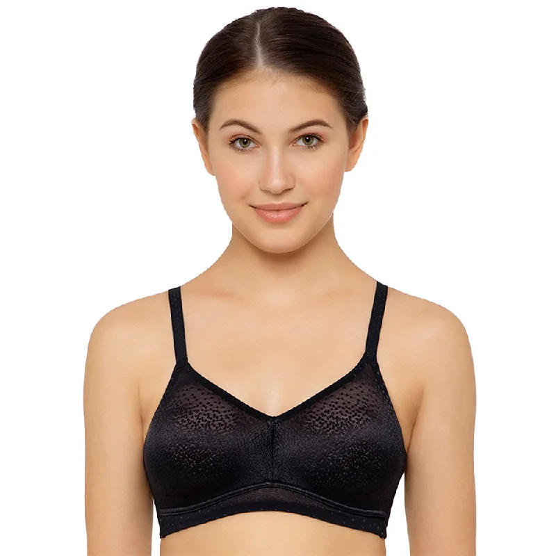 Back Appeal Non Padded Non-Wired Full Cup Everyday Wear Plus Size Seamless Full Support Bra - Black Women's Clothing for All Occasions