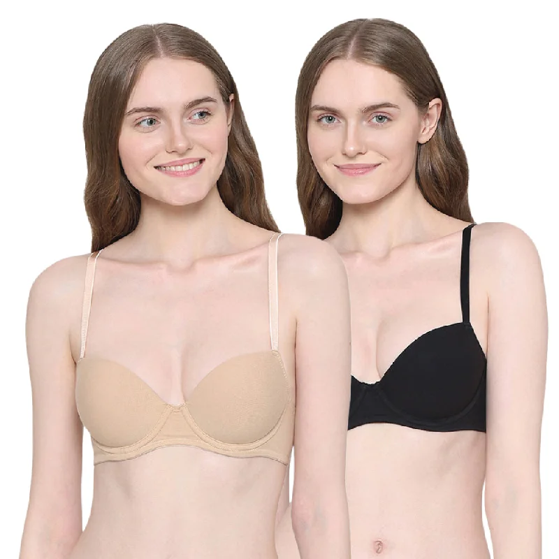 Balconette Padded Wired Demi Cup Everyday Wear Bra Pack of 2 Women's Trendy Attire