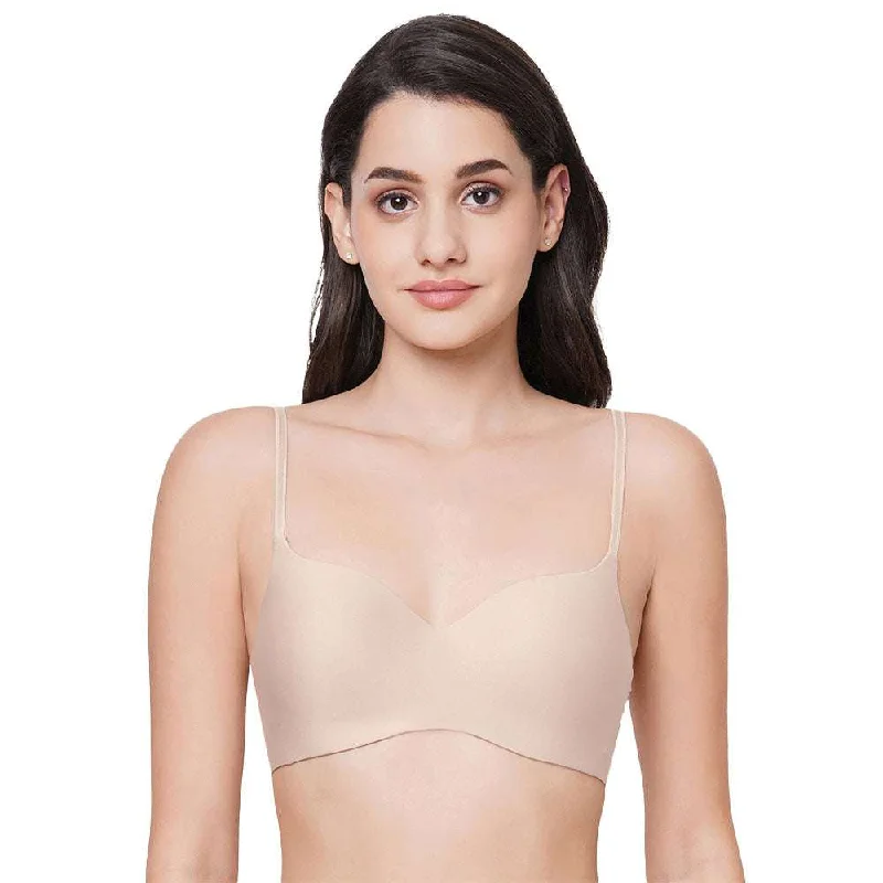 Basic Mold  Padded Non-wired  3/4th Cup Everyday Wear Seamless T-Shirt Bra - Beige Sophisticated Style