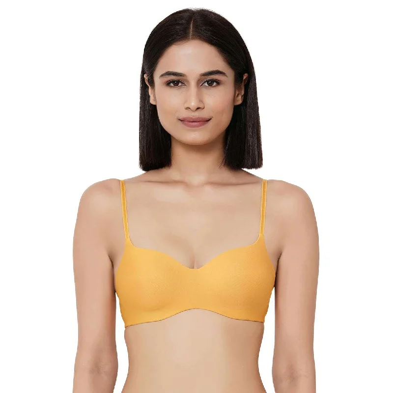 Basic Mold Padded Non Wired 3/4Th Cup Everyday T-Shirt Bra - Yellow Contemporary Women's Clothing