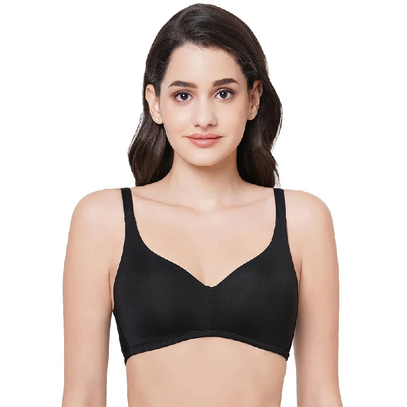 Basic Mold Padded Non Wired Full Coverage Everyday T-Shirt Bra - Black Women's Seasonal Clothing