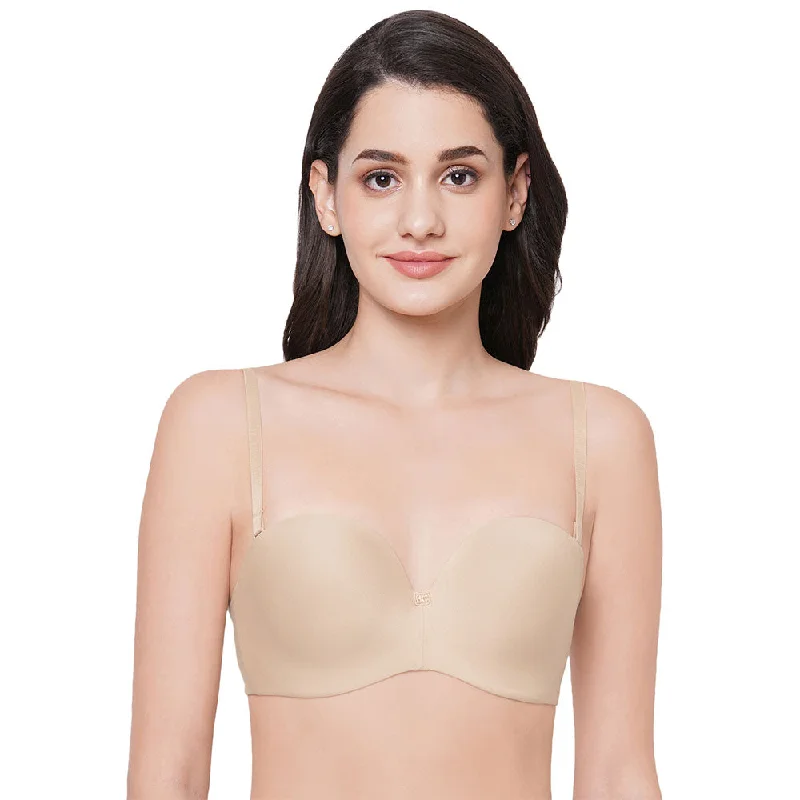 Basic Mold Padded Wired Half Cup Everyday Wear Strapless Multiway Bra - Beige Women's Effortless Casual Outfit