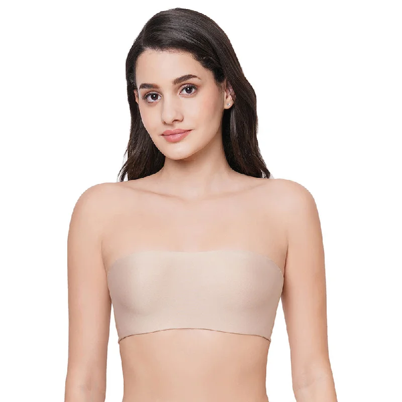 Basic Mold Padded Wired Half Cup Strapless Bandeau T-Shirt Bra - Beige Bold and Elegant Women's Fashion