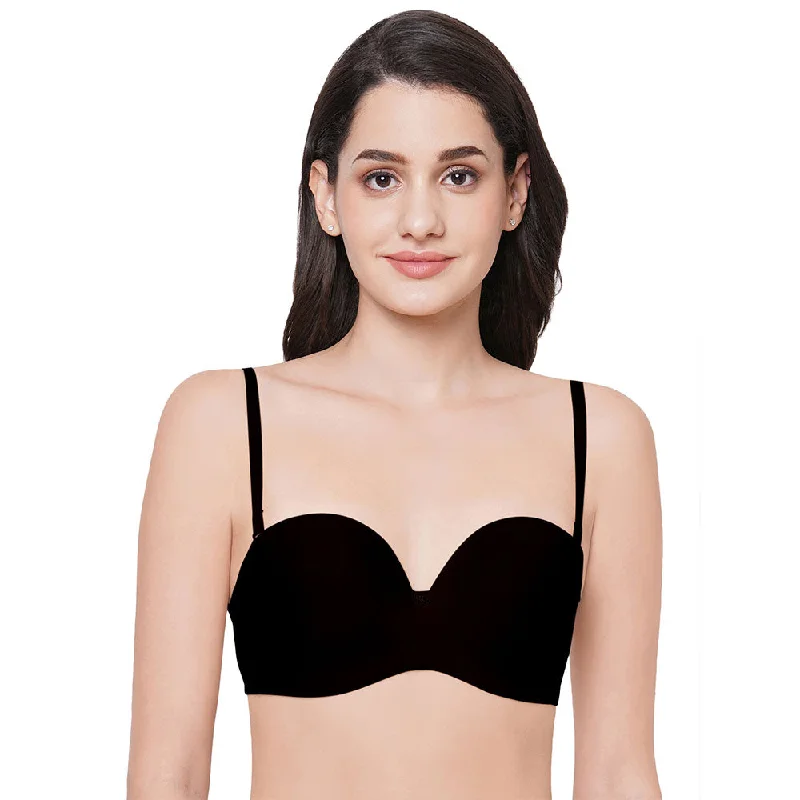 Basic Mold Padded Wired  Half Cup Everyday Wear Strapless Multiway Bra - Black Women's Stylish Outdoor Outfit