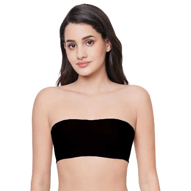 Basic Mold Padded Wired Half Cup Strapless Bandeau T-Shirt Bra - Black Formal Clothing For Women