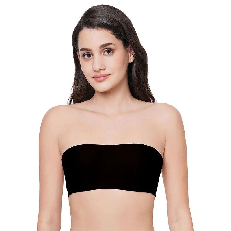 Basic Mold Padded Wired Half Cup Strapless Bandeau T-Shirt Bra - Black Affordable Women's Clothing