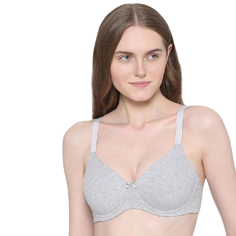 BASICS Essentials2.0 Padded Wired 3/4th Cup Everyday Wear Comfort Fit T-shirt Bra - Grey Affordable Women's Outfit