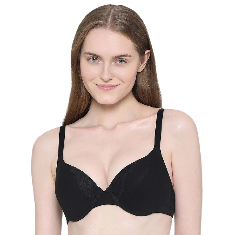 BASICS Lite Push Up Padded Wired Half Cup Everyday Wear Push-up Bra - Black Women's Holiday Outfit