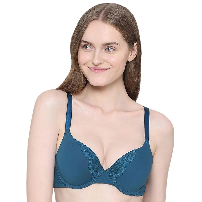 BASICS Lite Push Up Padded Wired Half Cup Everyday Wear Push-up Bra - Teal Women's Clothing Outfit Set