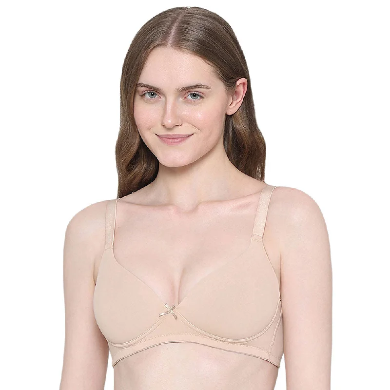 BASICS Zoe Padded Non-wired 3/4th Cup Everyday Wear Comfort Fit T-shirt Bra - Beige Formal Attire For Women