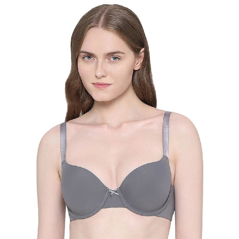 BASICS Zoe Padded Wired 3/4th Cup Everyday Wear Comfort Fit T-shirt Bra - Grey Women's Relaxed Outfit