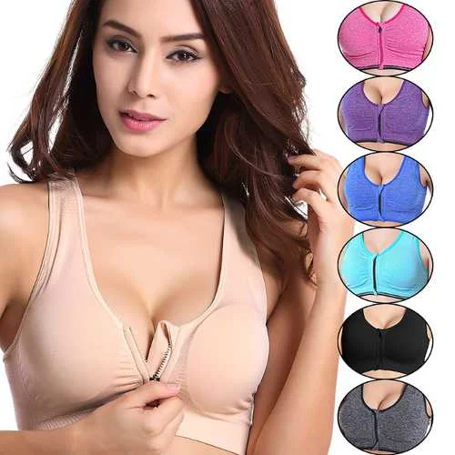 Wire Free Shakeproof  Front Zipper Sports Bra Charming Women's Clothes For Special Events