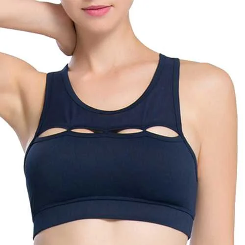 Sexy Breathable Shockproof Wireless Key Hole Front  Y Back Hollow Out Yoga Sport Bras Women's Elegant Clothing Sets