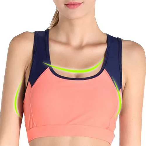 Women Wireless Shockproof Breathable Elastic Overhead Patchwork Yoga Sports Vest Bra Stylish Women's Clothing