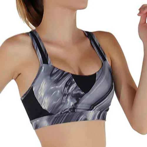 Women Cozy Shockproof Wireless Waves Printing Breathable Yoga Sport Vest Bra Fashionable Women's Clothing