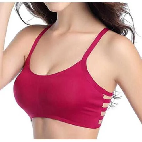 Ice Silk Seamless Strappy Back Padded Sports Bra Women's Clothing For Outdoor Events