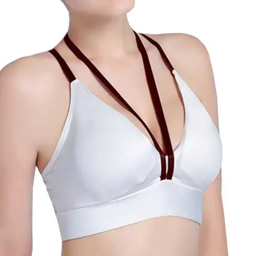 Spaghetti Strap Deep Plunge Shockproof Sports Bra Casual Wear