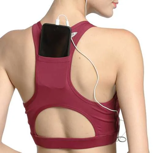 Wireless Padded Back Pocket Shockproof Sports Bra Boutique Dress Online