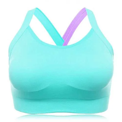 Hit Color Criss Cross Shockproof Padding Sport Bra Sale Clearance