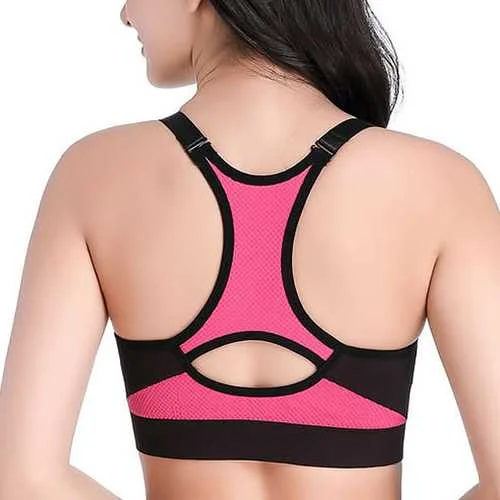 Front Zipper Shockproof Race Back Professional Training Padded Sports Bra Affordable Women's Clothing Online