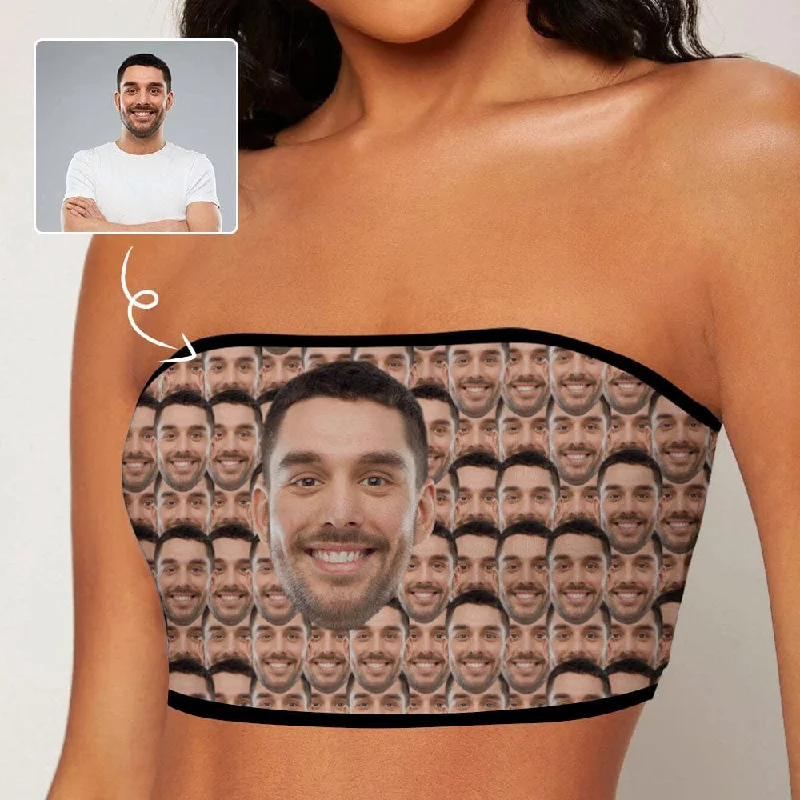 Custom Husband Face Seamless Crop Top Personalized Women's Tube Top Women's Stylish Casual Garments