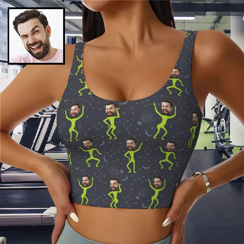 Custom Face Dancing Figure Sports Bra Personalized Women's All Over Print Yoga Sports Bra Women's Professional Clothes