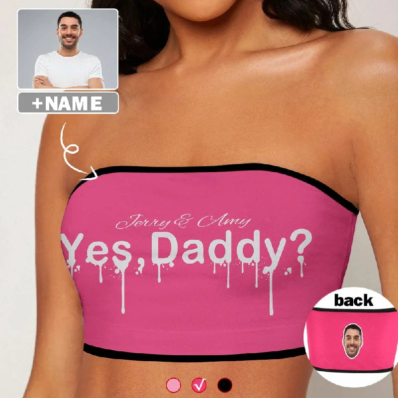 Custom Face&Name Pink Background Crop Top Personalized Women's Tube Top Women's Apparel And Garments