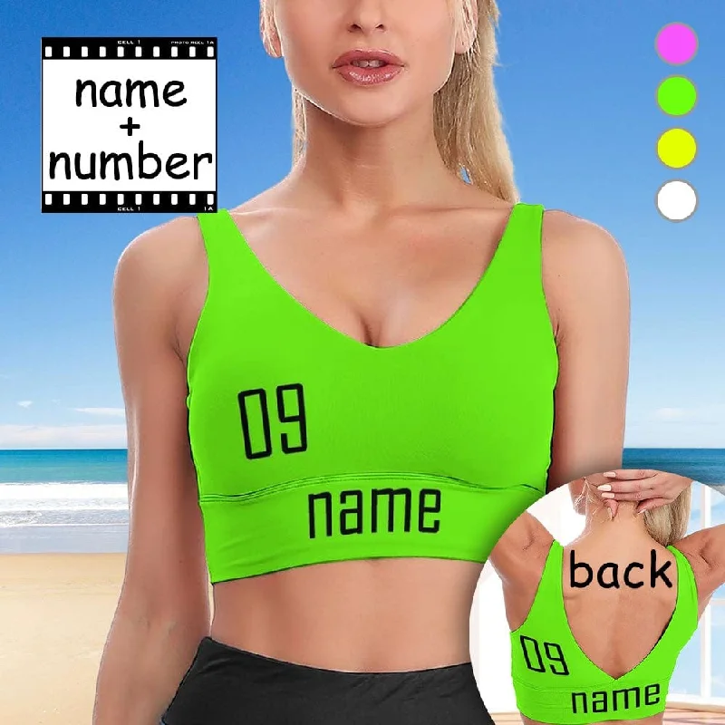 Custom Name&Number Four Colors Sports Bra Personalized Women's All Over Print Yoga Sports Bra New Arrival Discount