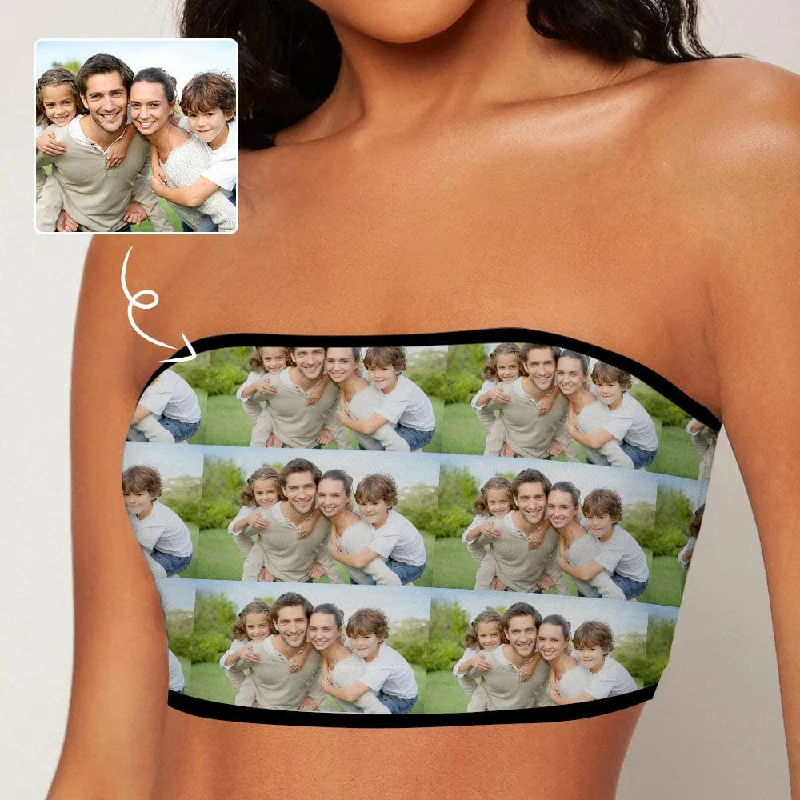 Custom Photo Family Happiness Crop Top Personalized Women's Tube Top Women's Comfortable Lounge Garments