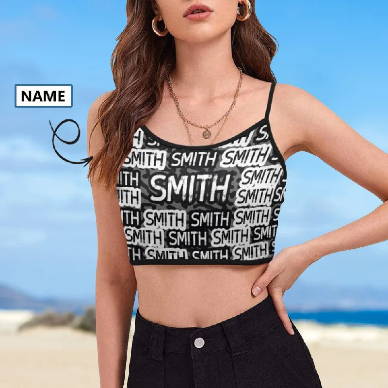 Custom Name Cool Style Tank Tops Personalized Women's Spaghetti Strap Crop Top Women's Resort Attire