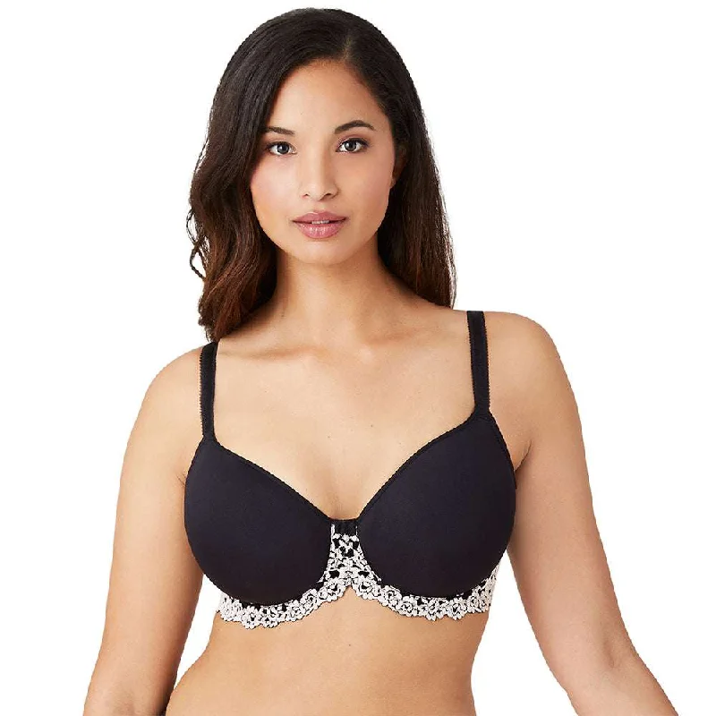 Embrace Lace Contour Padded Wired 3/4th Cup Everyday Wear Medium coverage T-Shirt Bra - Black Holiday Gift Guide Sale