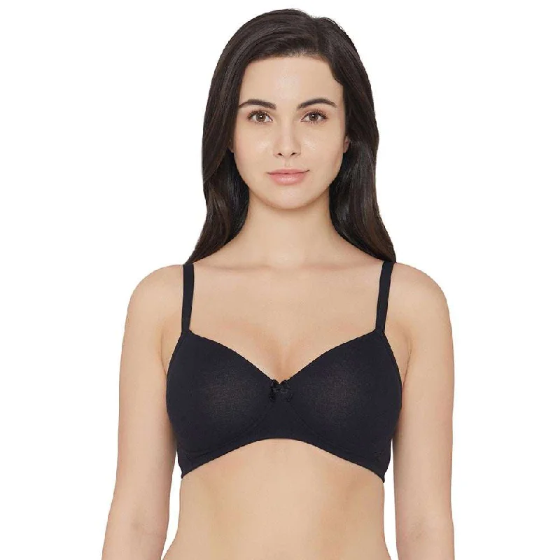 Essentials Padded Non-wired Full Cup Everyday Wear Cotton Blend T-Shirt Bra - Black Best Online Clothing Boutiques