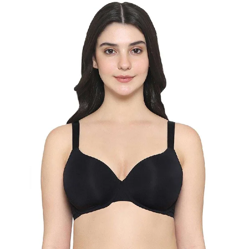 Everyday Elegance Padded Wired Full Cup Everyday Wear Smooth Finish T-Shirt Bra - Black Clothes Women