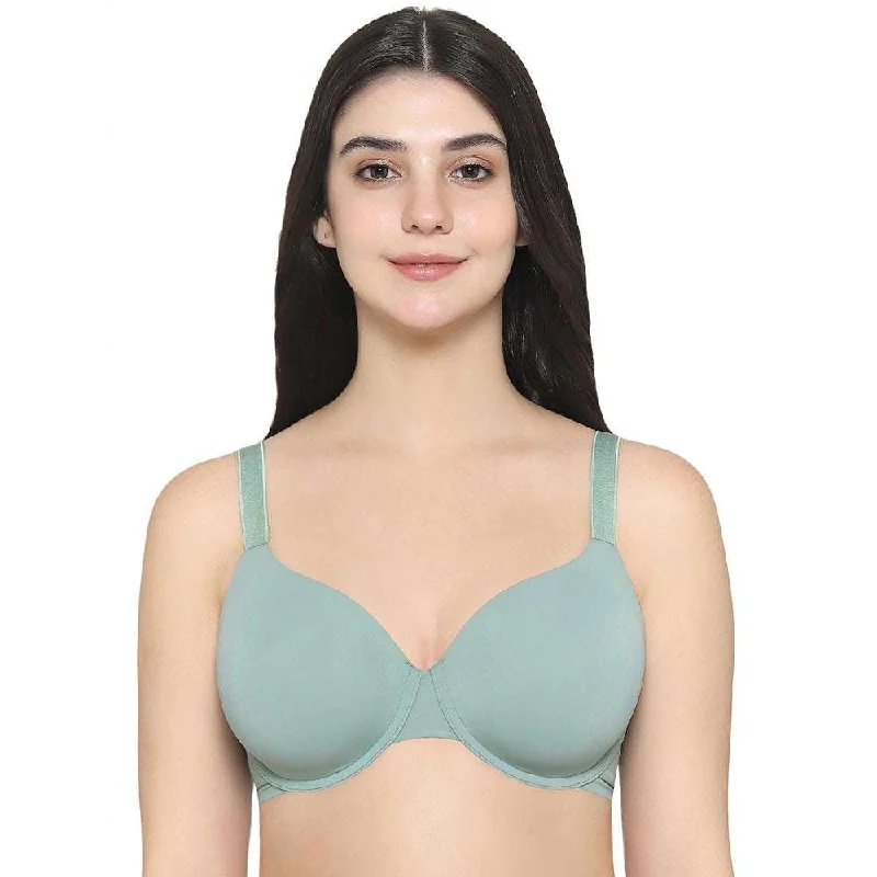 Everyday Elegance Padded Wired Full Cup Everyday Wear Smooth Finish T-Shirt Bra - Green Women's Vintage Clothes