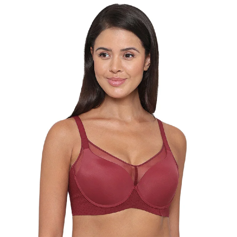 Franca Padded Non-wired Full Cup Everyday Wear Full coverage T-Shirt Bra - Maroon Women's Floral Print Outfit