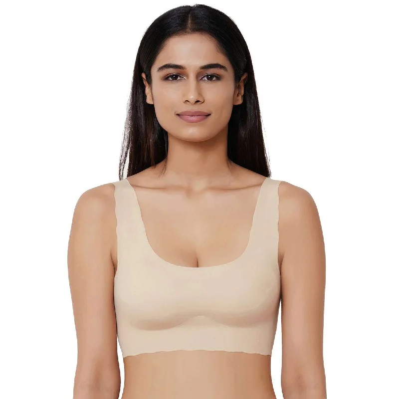 Gococi Padded Non Wired Full Coverage Seamless T-Shirt Bra - Beige Designer Women's Fashion Online