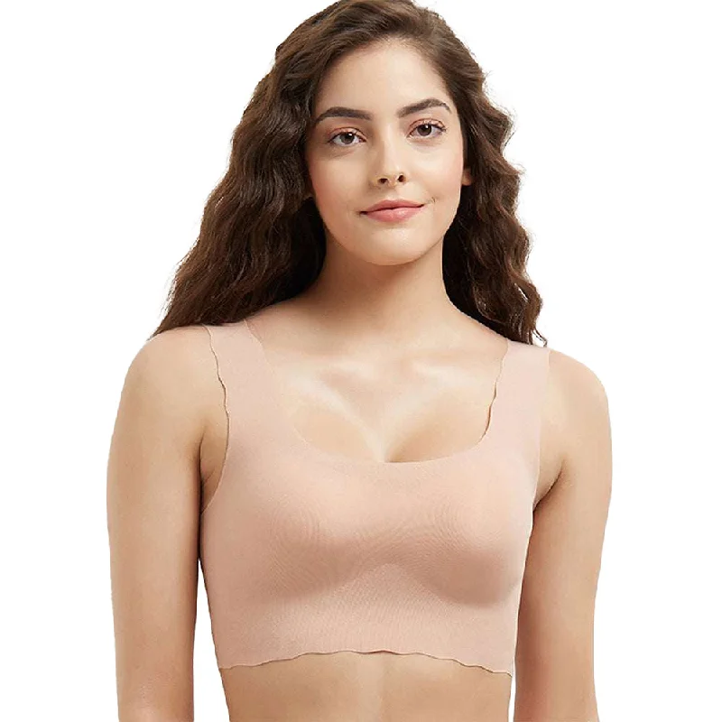 Gococi Padded Non-wired Full Cup Everyday Wear Full coverage T-Shirt Bra - Beige Fashionable Casual Tops