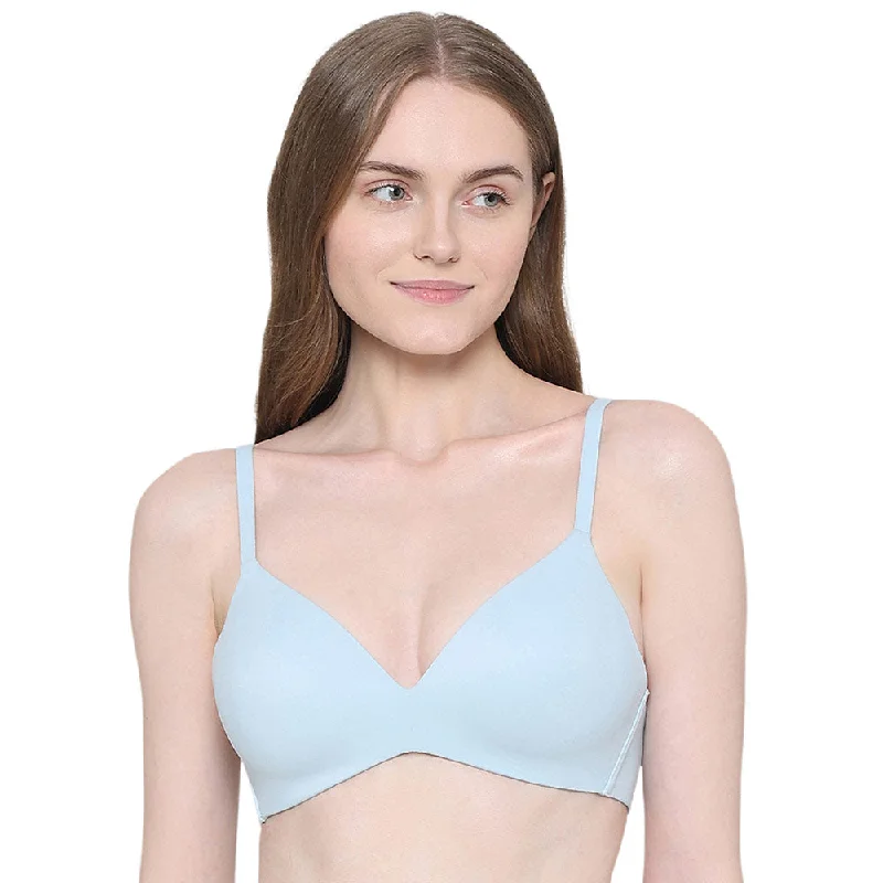 How Perfect Padded Non-wired 3/4th Cup Medium Coverage Seamless T-Shirt Bra - Light Blue Women's Outfit