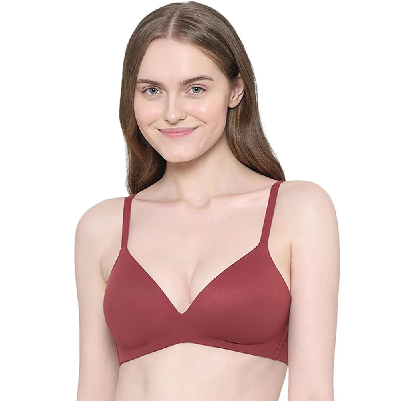 How Perfect Padded Non-wired 3/4th Cup Medium Coverage Seamless T-Shirt Bra - Maroon Women's Plus-Size Casual Outfit