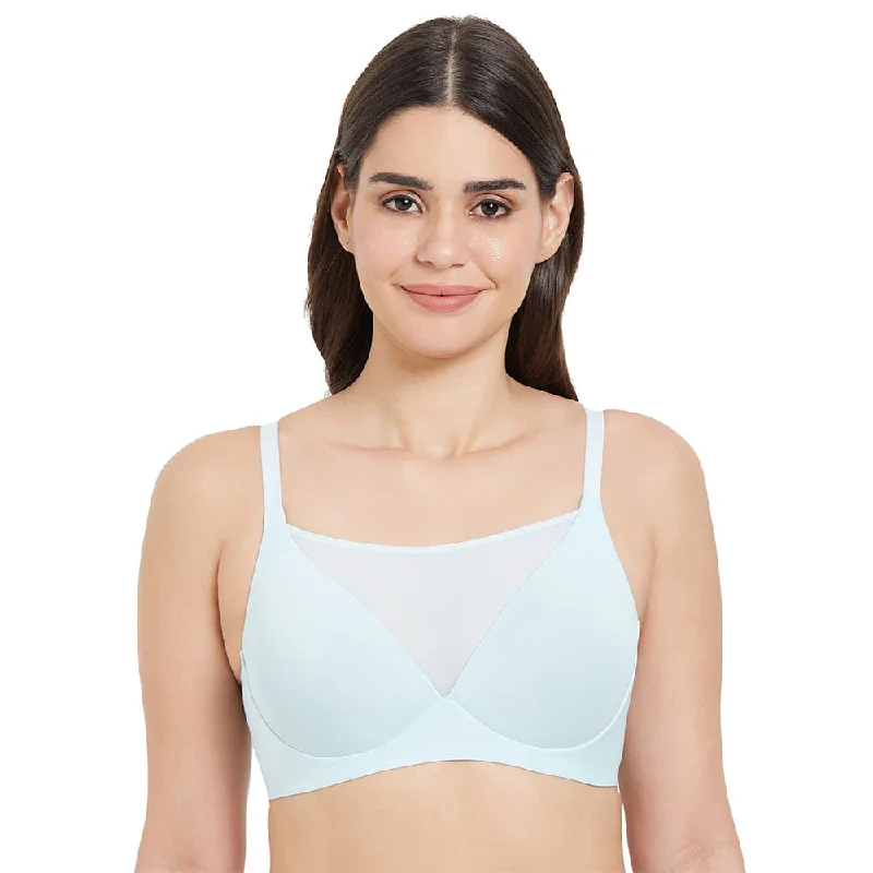 Lively Padded Non-Wired Full Cup Everyday Wear Full coverage T-Shirt Bra - Sky Blue Women's Relaxed Clothes