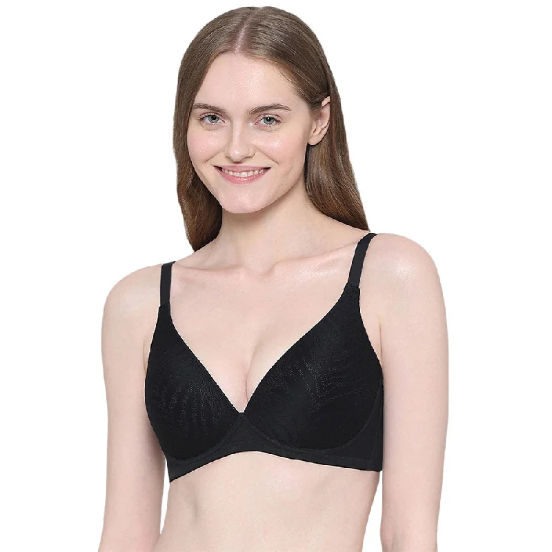 Mysa Padded Non-Wired 3/4th Cup Everyday Wear Medium coverage T-Shirt Bra - Black Women's Seasonal Attire