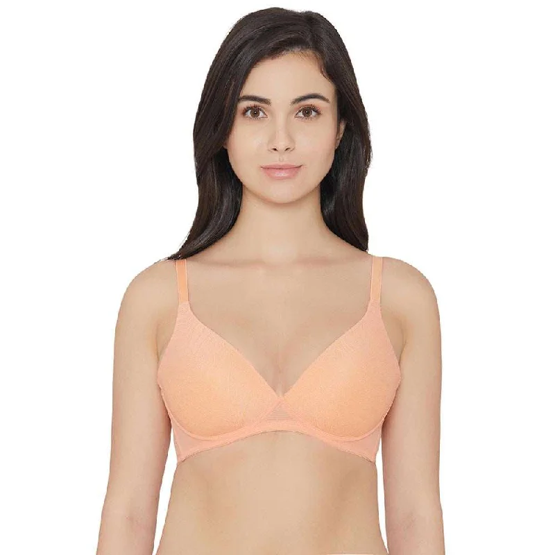 Mysa Padded Non-Wired 3/4th Cup Everyday Wear Medium coverage T-Shirt Bra - Orange Women's Comfortable Clothes For Weekends