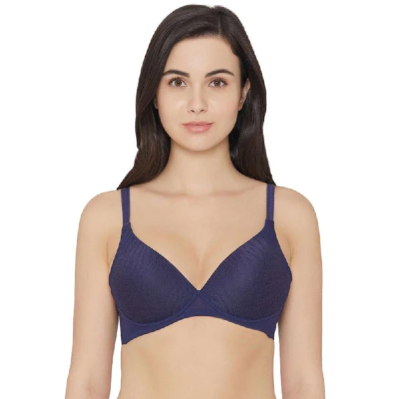 Mysa Padded Non-Wired 3/4th Cup Everyday Wear Medium coverage T-Shirt Bra - Navy Blue Women's Clothing Sale