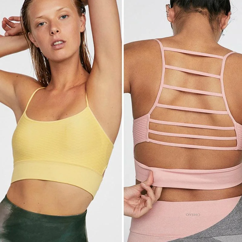 Open-back striped sports bra Women's Plus-Size Clothes