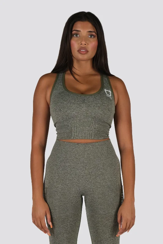 Seamless Movement Sports Bra - Khaki Marl Women's Luxury Attire