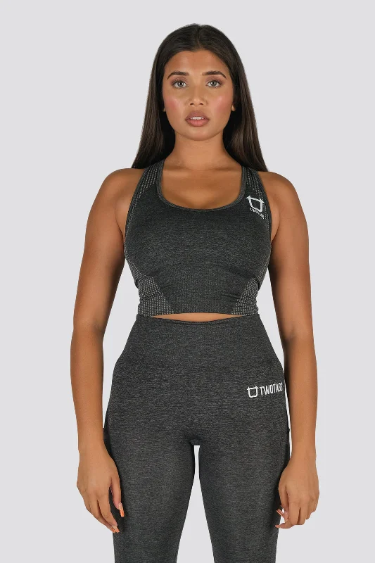 Seamless Power Sports Bra - Grey Marl Women's Vintage-Inspired Outfit